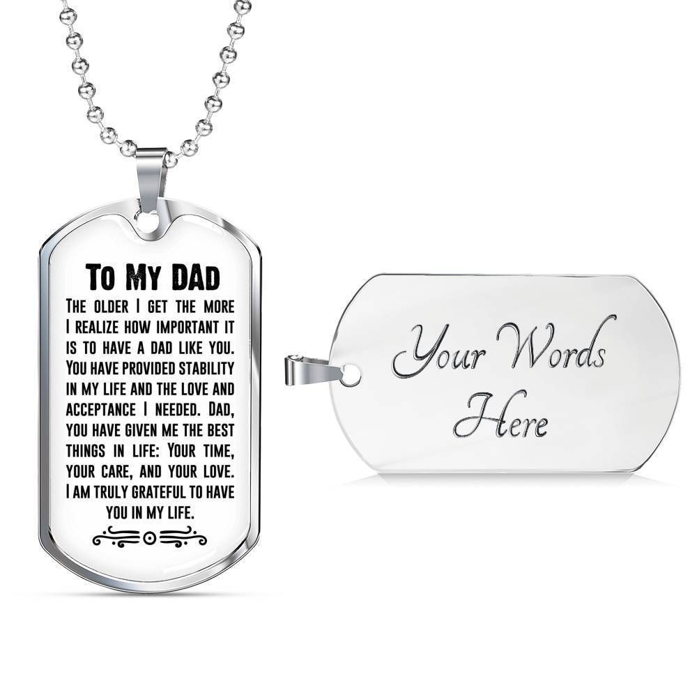 Dad Dog Tag Father’S Day Gift, I’M Truly Grateful To Have You In My Life Dog Tag Military Chain Necklace For Dad Father's Day Rakva
