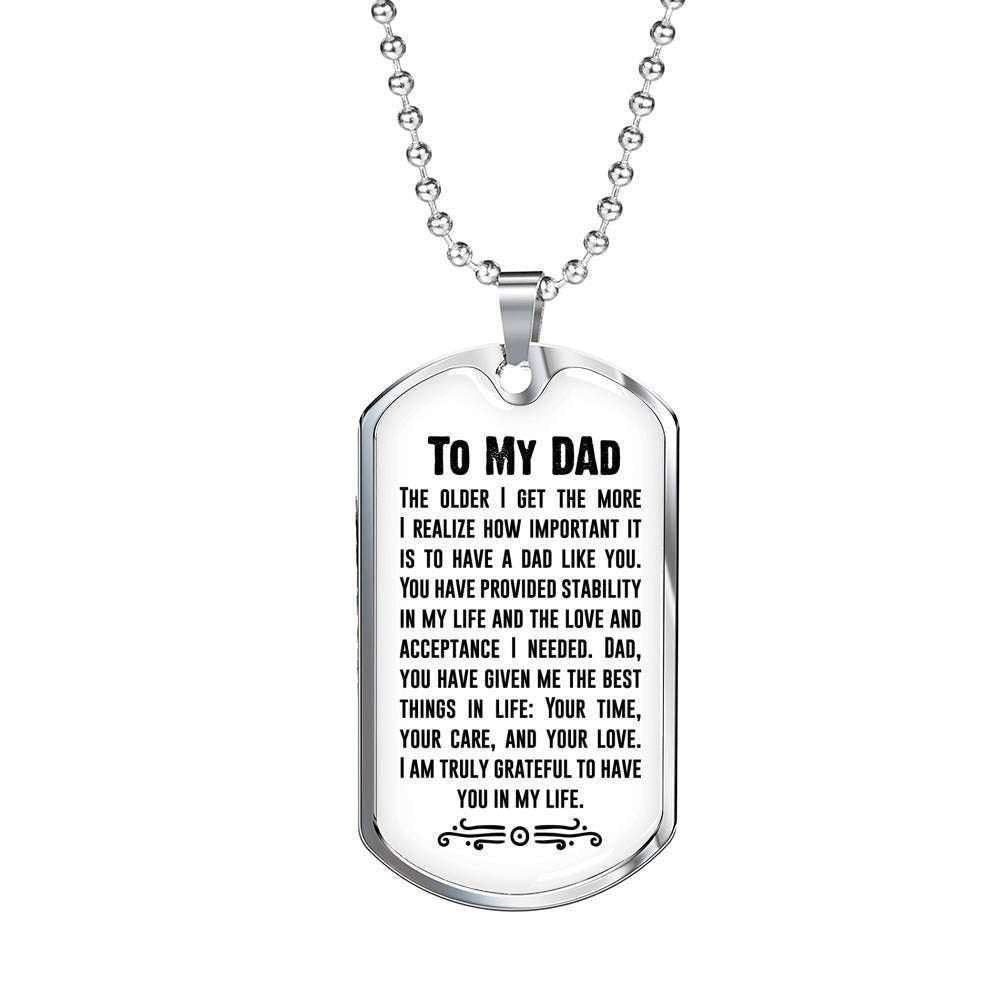 Dad Dog Tag Father’S Day Gift, I’M Truly Grateful To Have You In My Life Dog Tag Military Chain Necklace For Dad Father's Day Rakva