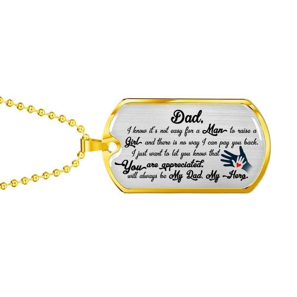Dad Dog Tag Father’S Day Gift, It’S Not Easy For A Man To Raise A Girl Giving Dad Dog Tag Military Chain Necklace Father's Day Rakva