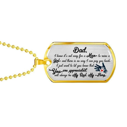 Dad Dog Tag Father’S Day Gift, It’S Not Easy For A Man To Raise A Girl Giving Dad Dog Tag Military Chain Necklace Father's Day Rakva