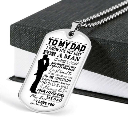 Dad Dog Tag Father’S Day Gift, It’S Not Easy For Man To Raise A Child Dog Tag Military Chain Necklace Gift For Dad Father's Day Rakva