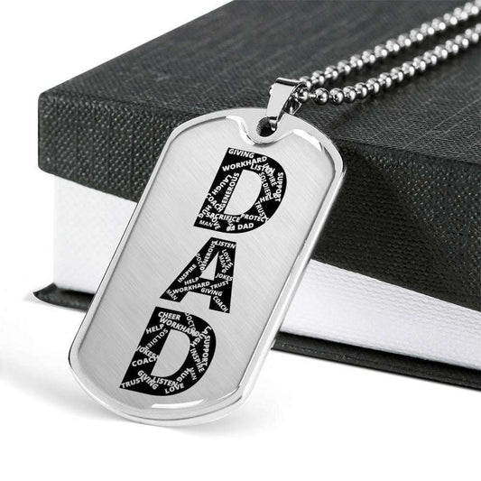 Dad Dog Tag Father’S Day Gift, Listen Love Trust Dog Tag Military Chain Necklace For Dad Dog Tag Father's Day Rakva