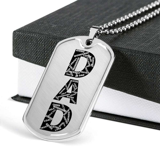 Dad Dog Tag Father’S Day Gift, Listen Love Trust Dog Tag Military Chain Necklace For Dad Father's Day Rakva