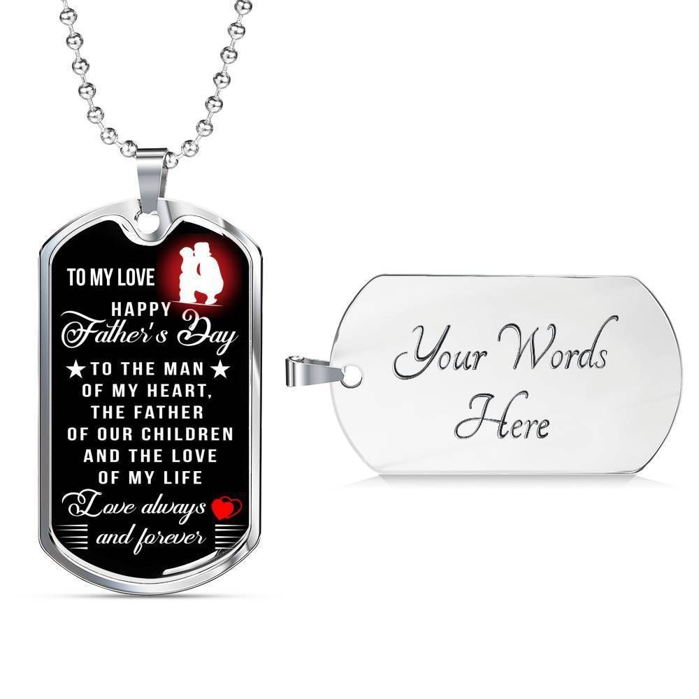 Dad Dog Tag Father’S Day Gift, Love Always And Forever Dog Tag Military Chain Necklace For Dad Father's Day Rakva