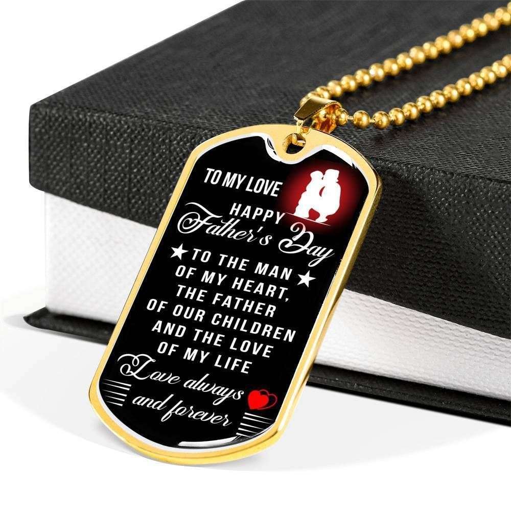 Dad Dog Tag Father’S Day Gift, Love Always And Forever Dog Tag Military Chain Necklace For Dad Father's Day Rakva