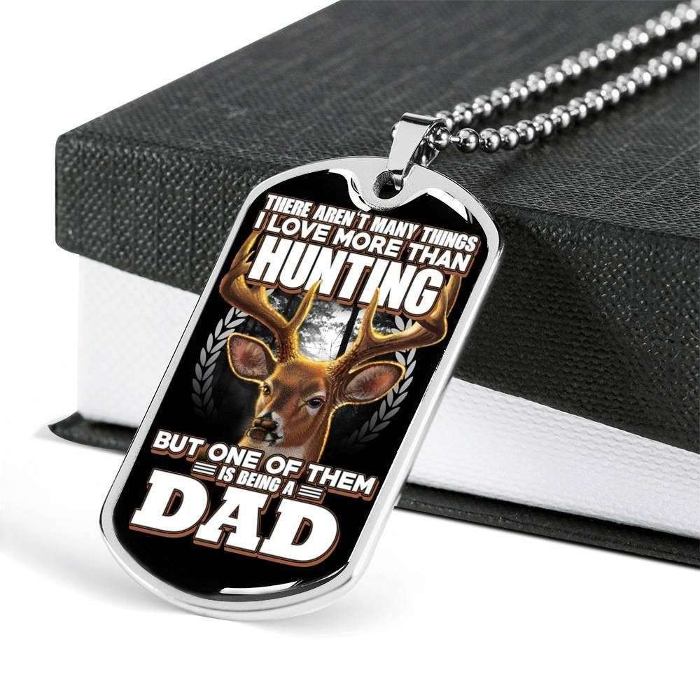Dad Dog Tag Father’S Day Gift, Love More Than Hunting Dog Tag Military Chain Necklace For Dad Dog Tag Father's Day Rakva