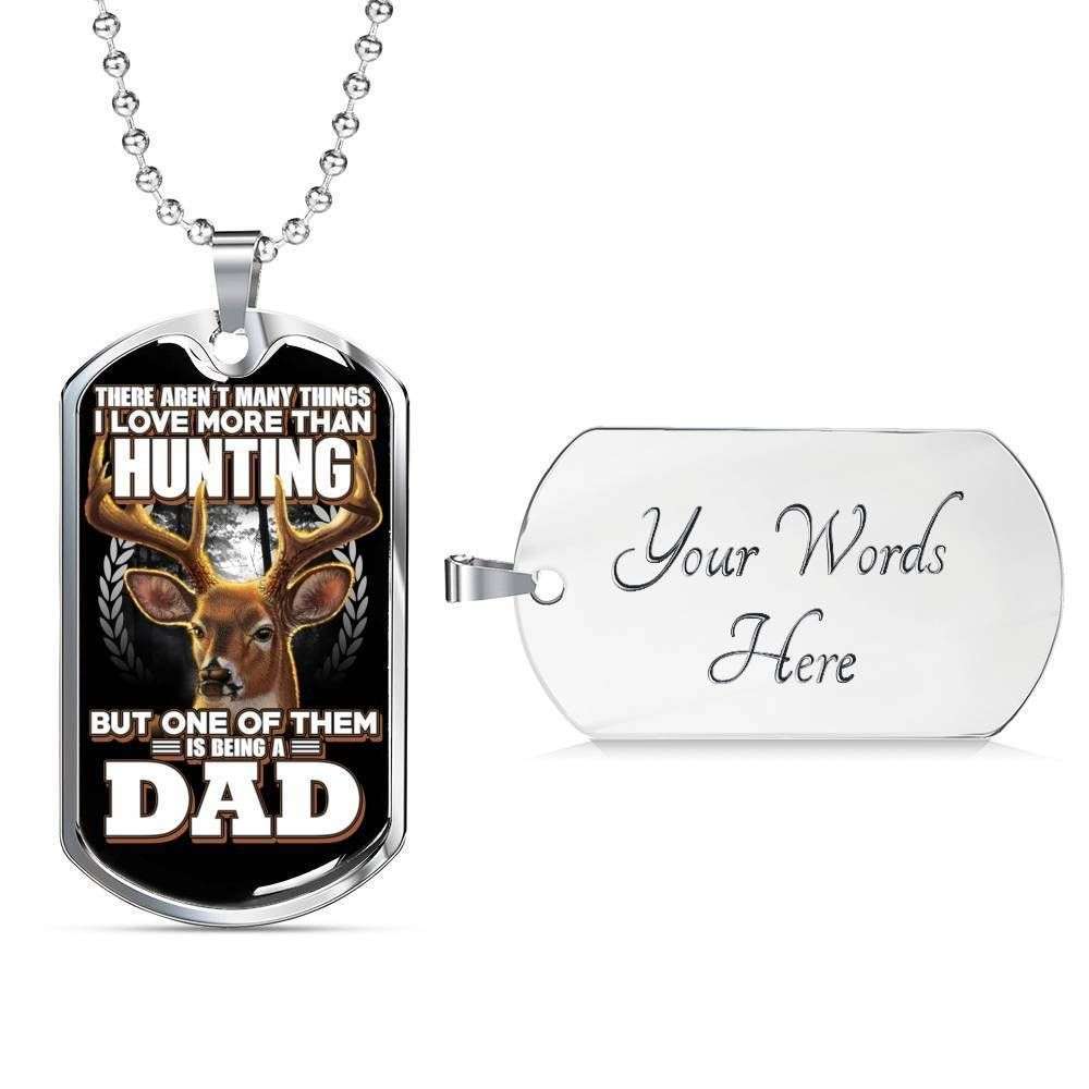 Dad Dog Tag Father’S Day Gift, Love More Than Hunting Dog Tag Military Chain Necklace For Dad Dog Tag Father's Day Rakva
