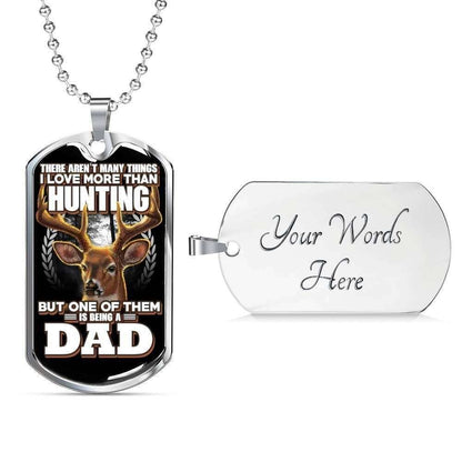 Dad Dog Tag Father’S Day Gift, Love More Than Hunting Dog Tag Military Chain Necklace For Dad Dog Tag Father's Day Rakva