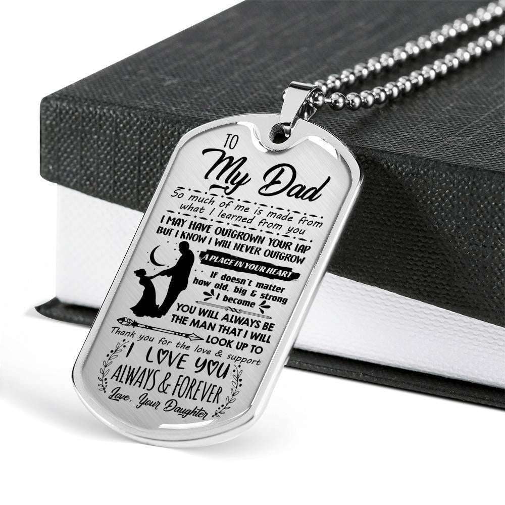 Dad Dog Tag Father’S Day Gift, Love You Always And Forever Daughter Giving Dad Dog Tag Military Chain Necklace Father's Day Rakva