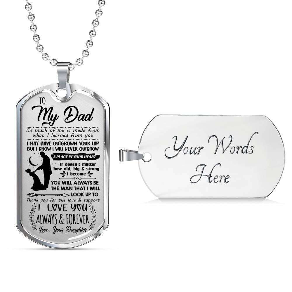 Dad Dog Tag Father’S Day Gift, Love You Always And Forever Daughter Giving Dad Dog Tag Military Chain Necklace Father's Day Rakva