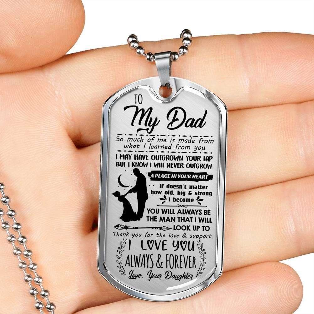Dad Dog Tag Father’S Day Gift, Love You Always And Forever Daughter Giving Dad Dog Tag Military Chain Necklace Father's Day Rakva