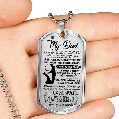 Dad Dog Tag Father’S Day Gift, Love You Always And Forever Daughter Giving Dad Dog Tag Military Chain Necklace Father's Day Rakva