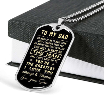 Dad Dog Tag Father’S Day Gift, Love You Forever Dog Tag Military Chain Necklace Gift For Daddy Father's Day Rakva