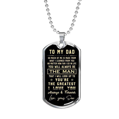 Dad Dog Tag Father’S Day Gift, Love You Forever Dog Tag Military Chain Necklace Gift For Daddy Father's Day Rakva
