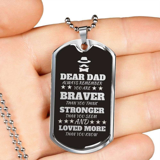 Dad Dog Tag Father’S Day Gift, Loved More Than You Know Dog Tag Military Chain Necklace For Dad Dog Tag Father's Day Rakva