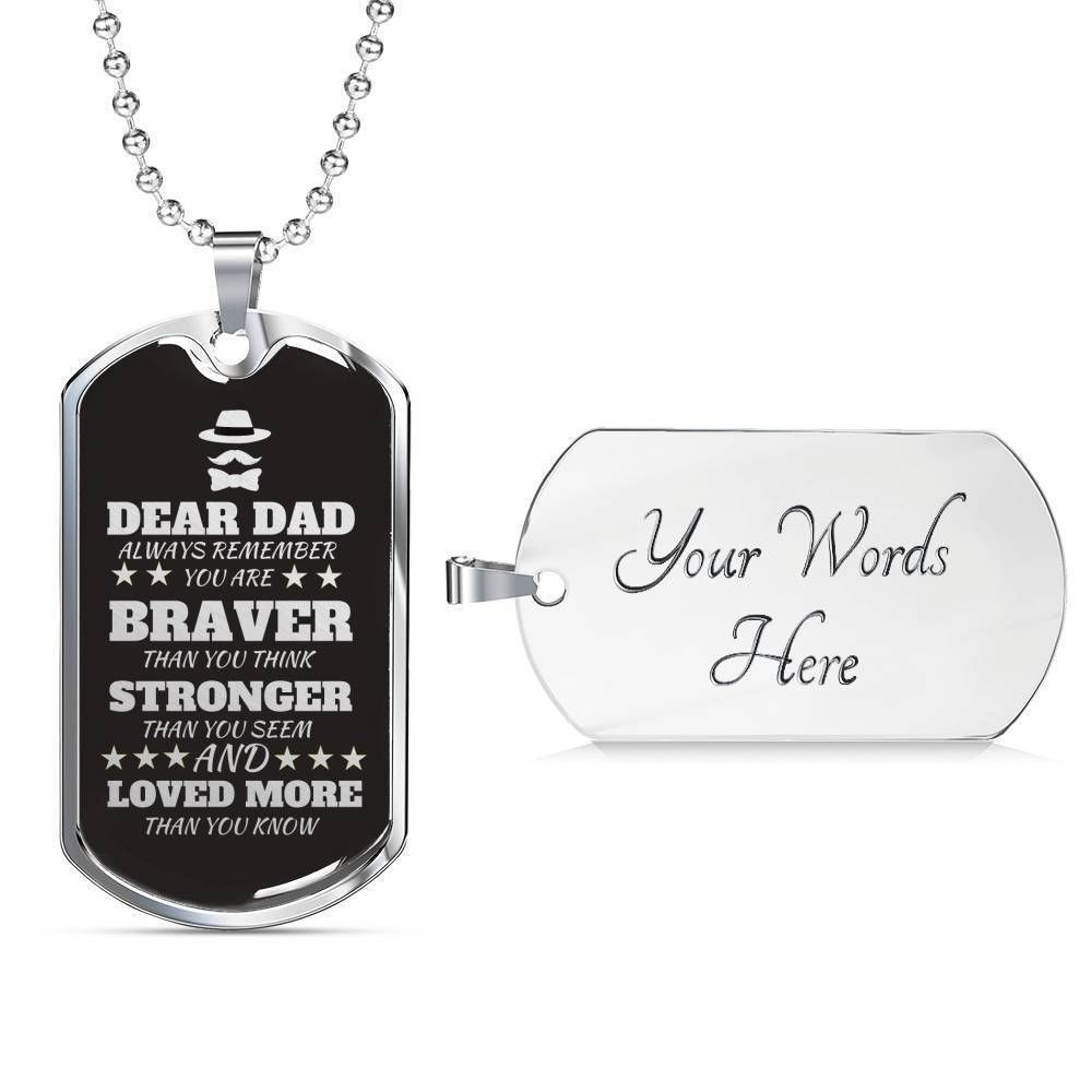 Dad Dog Tag Father’S Day Gift, Loved More Than You Know Dog Tag Military Chain Necklace For Dad Father's Day Rakva