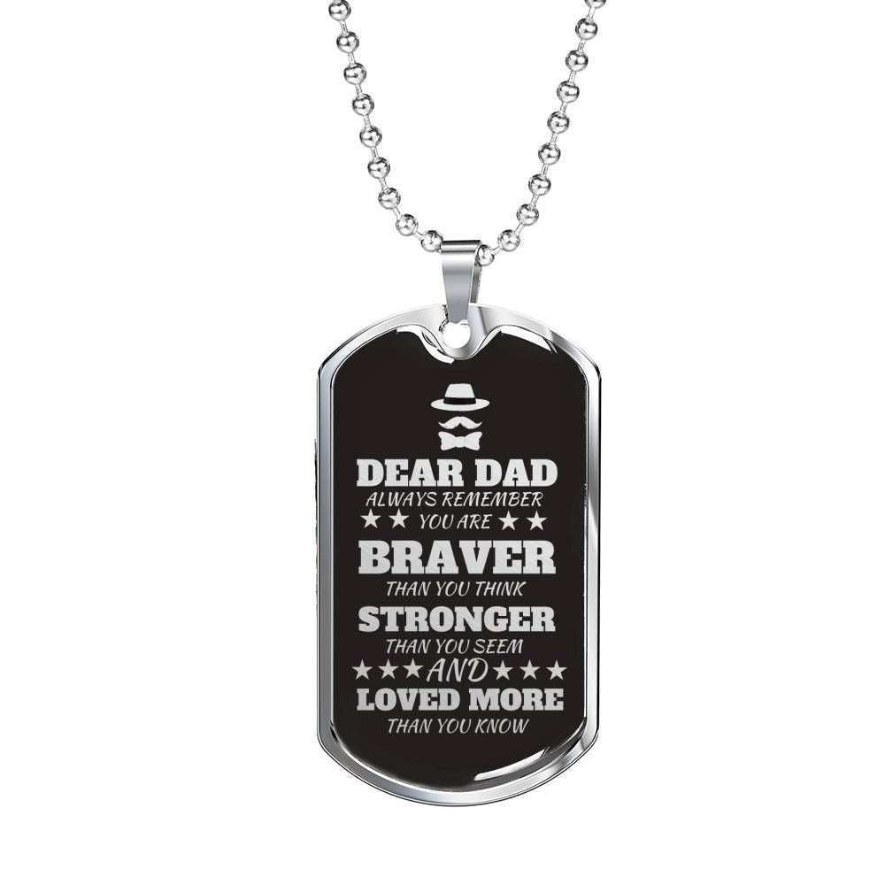 Dad Dog Tag Father’S Day Gift, Loved More Than You Know Dog Tag Military Chain Necklace For Dad Father's Day Rakva