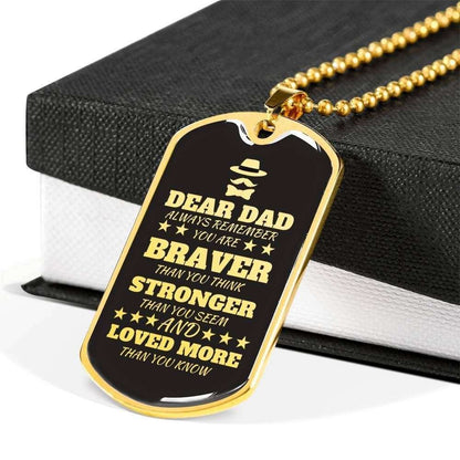 Dad Dog Tag Father’S Day Gift, Loved More Than You Know Dog Tag Military Chain Necklace For Dad Father's Day Rakva