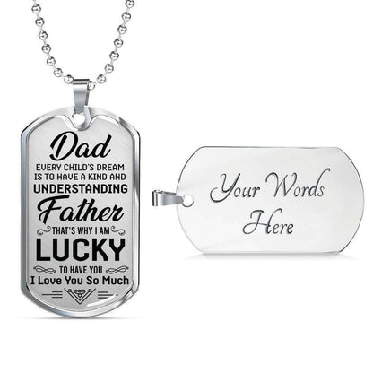 Dad Dog Tag Father’S Day Gift, Lucky To Have You Dog Tag Military Chain Necklace Gift For Dad Dog Tag Father's Day Rakva