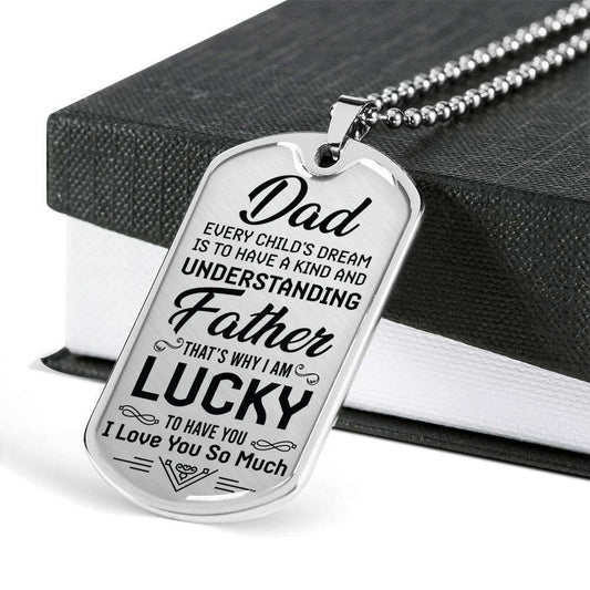 Dad Dog Tag Father’S Day Gift, Lucky To Have You Dog Tag Military Chain Necklace Gift For Dad Father's Day Rakva