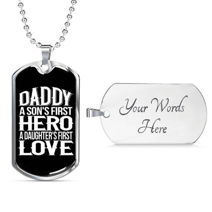 Dad Dog Tag Father’S Day Gift, Meaning To Son And Daughter Dog Tag Military Chain Necklace Gift For Daddy Father's Day Rakva