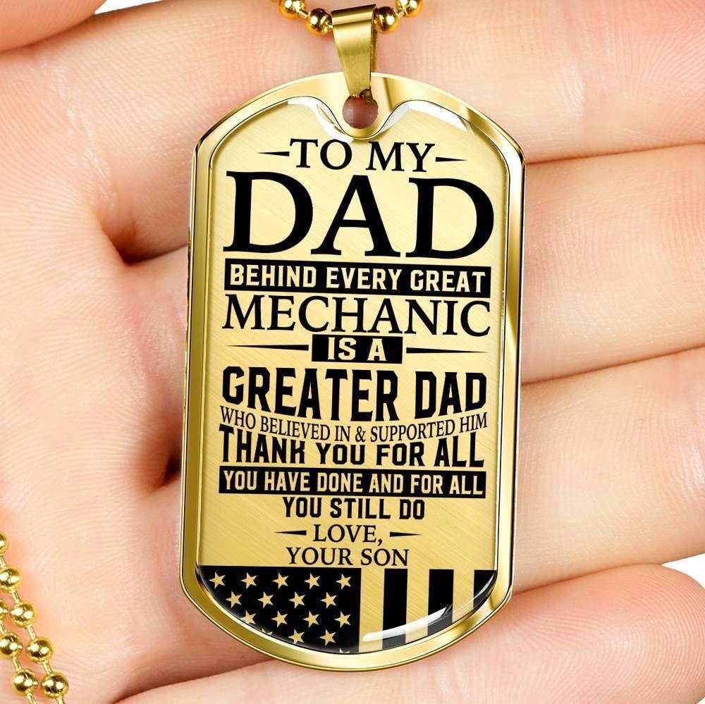 Dad Dog Tag Father’S Day Gift, Mechanic’S Dad “ Thank You For All You Do “ Love Son Dog Tag Military Chain Necklace Custom Engraved Father's Day Rakva