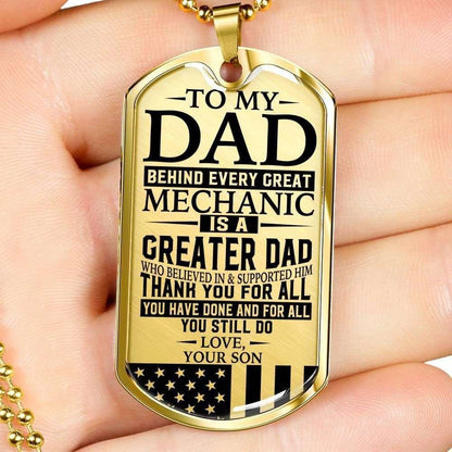 Dad Dog Tag Father’S Day Gift, Mechanic’S Dad “ Thank You For All You Do “ Love Son Dog Tag Military Chain Necklace Custom Engraved Father's Day Rakva