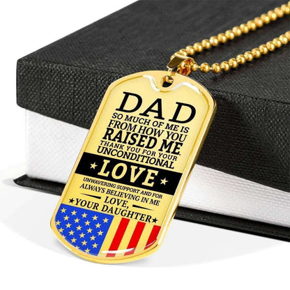 Dad Dog Tag Father’S Day Gift, Military Daughter Gift For Dad Silver Dog Tag Military Chain Necklace How You Raised Me Father's Day Rakva