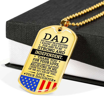 Dad Dog Tag Father’S Day Gift, Military Daughter Present For Dad Silver Dog Tag Military Chain Necklace Believing In Me Father's Day Rakva