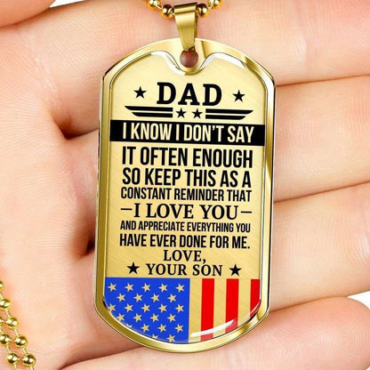 Dad Dog Tag Father’S Day Gift, Military Son Gift For Dad Silver Dog Tag Military Chain Necklace Loved And Appreciated Father's Day Rakva