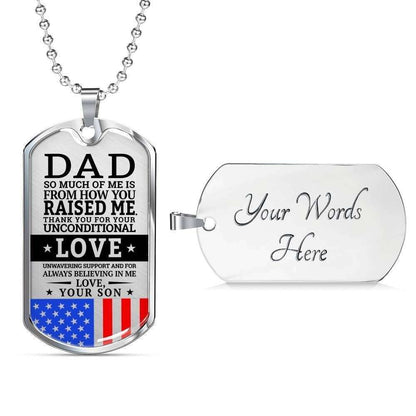 Dad Dog Tag Father’S Day Gift, Military Son Present For Dad Silver Dog Tag Military Chain Necklace How You Raised Me Father's Day Rakva
