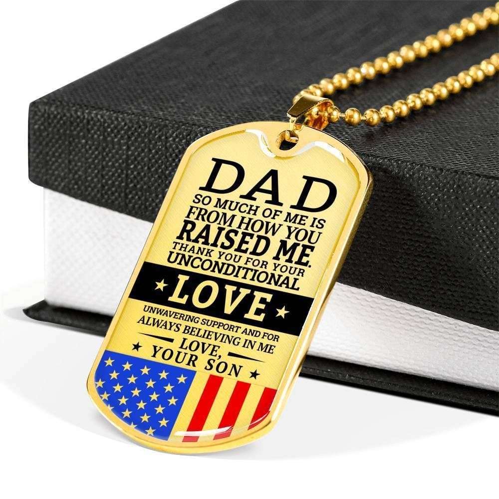 Dad Dog Tag Father’S Day Gift, Military Son Present For Dad Silver Dog Tag Military Chain Necklace How You Raised Me Father's Day Rakva