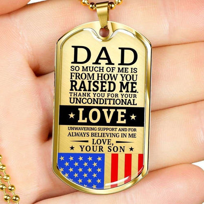 Dad Dog Tag Father’S Day Gift, Military Son Present For Dad Silver Dog Tag Military Chain Necklace How You Raised Me Father's Day Rakva