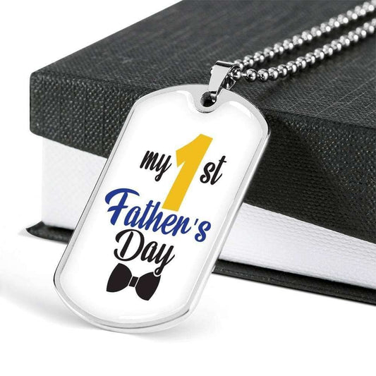 Dad Dog Tag Father’S Day Gift, My 1St Father’S Day Dog Tag Military Chain Necklace For Dad Father's Day Rakva
