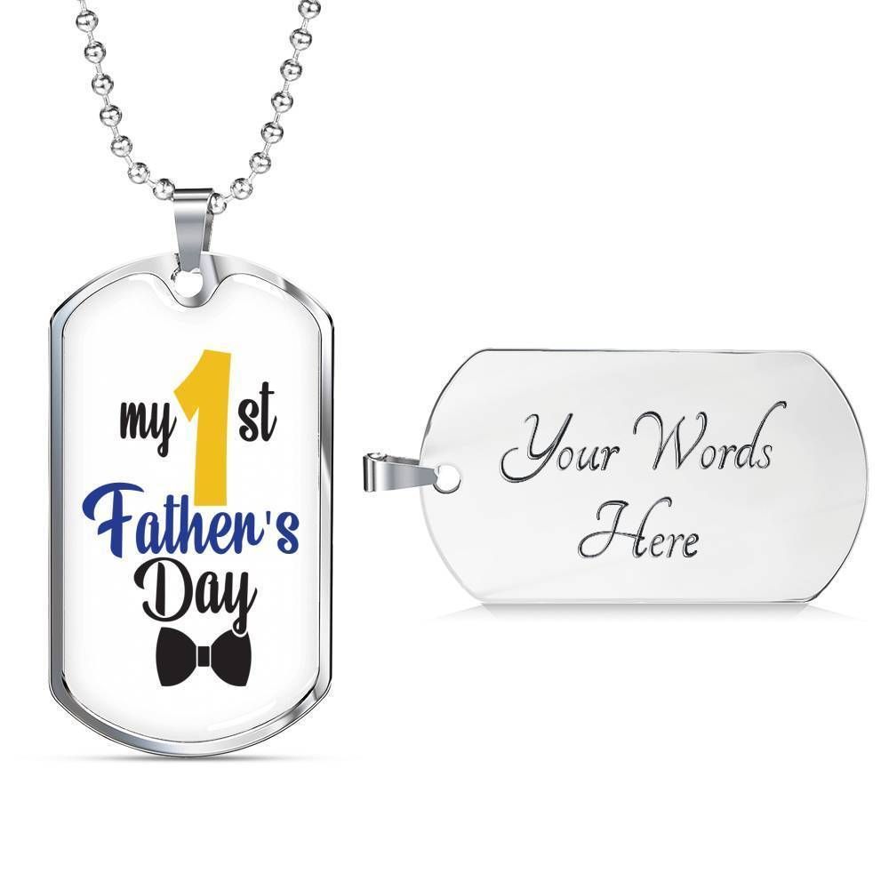 Dad Dog Tag Father’S Day Gift, My 1St Father’S Day Dog Tag Military Chain Necklace For Dad Father's Day Rakva