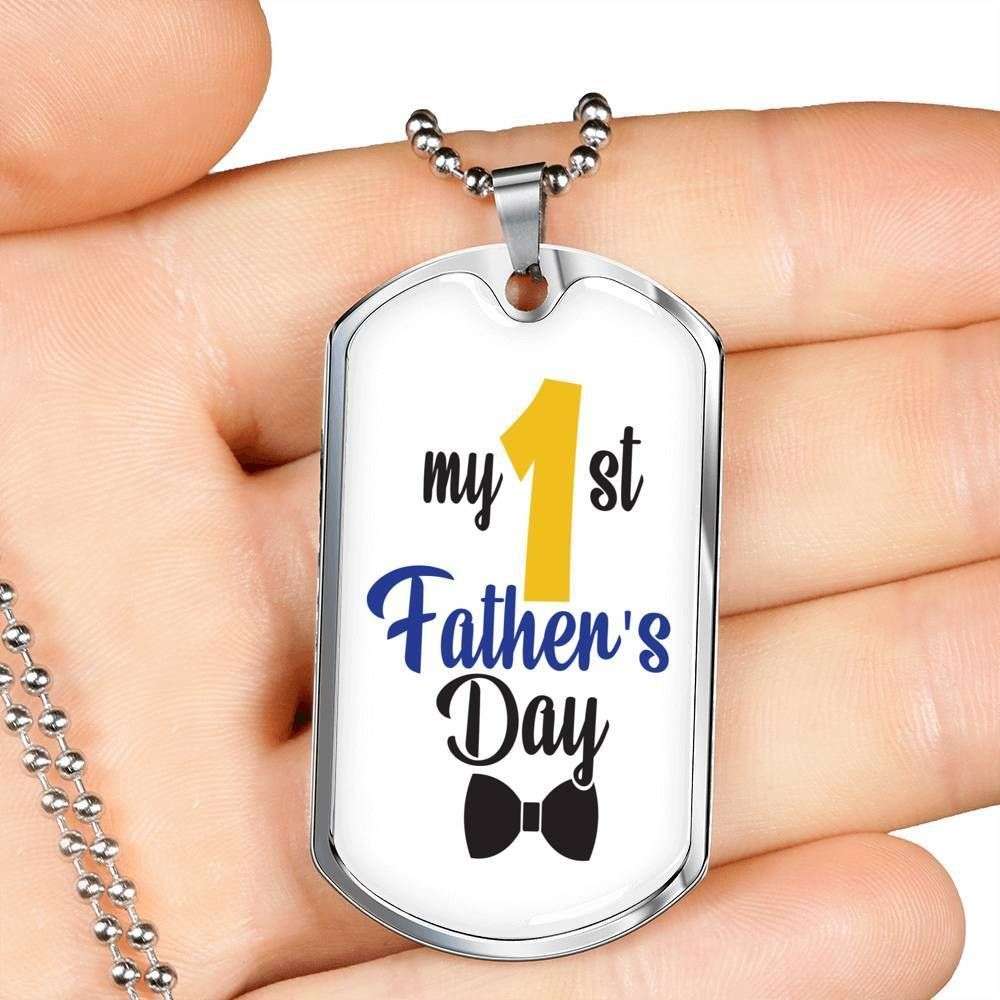 Dad Dog Tag Father’S Day Gift, My 1St Father’S Day Dog Tag Military Chain Necklace For Dad Father's Day Rakva