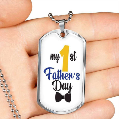 Dad Dog Tag Father’S Day Gift, My 1St Father’S Day Dog Tag Military Chain Necklace For Dad Father's Day Rakva