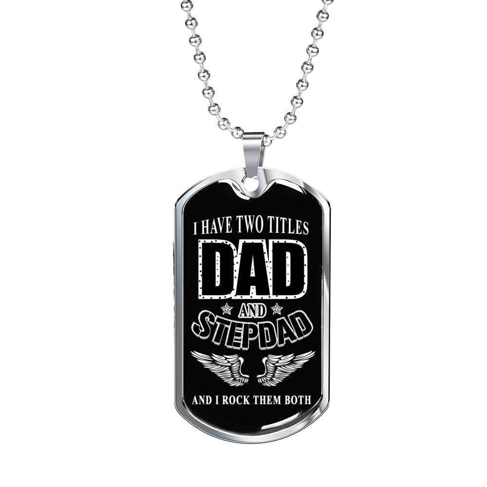 Dad Dog Tag Father’S Day Gift, My 2 Dad Titles Dog Tag Military Chain Necklace Gift For Dad Dog Tag Father's Day Rakva