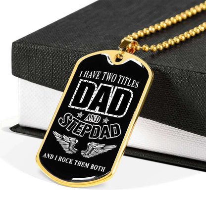 Dad Dog Tag Father’S Day Gift, My 2 Dad Titles Dog Tag Military Chain Necklace Gift For Dad Dog Tag Father's Day Rakva