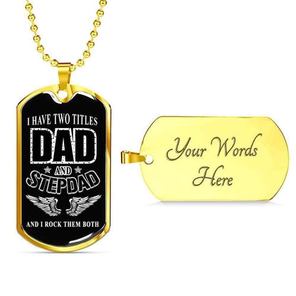 Dad Dog Tag Father’S Day Gift, My 2 Dad Titles Dog Tag Military Chain Necklace Gift For Dad Dog Tag Father's Day Rakva