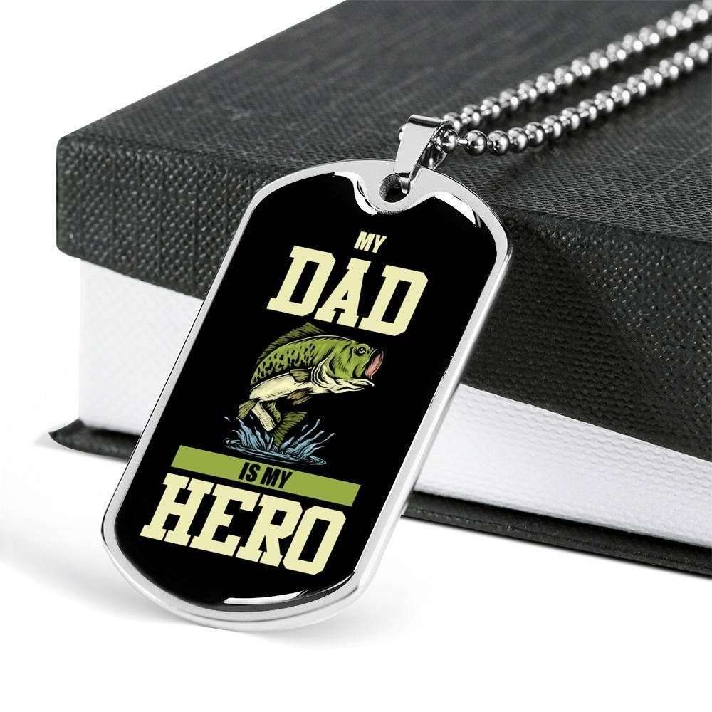 Dad Dog Tag Father’S Day Gift, My Dad Is My Hero Dog Tag Military Chain Necklace Present For Men Father's Day Rakva