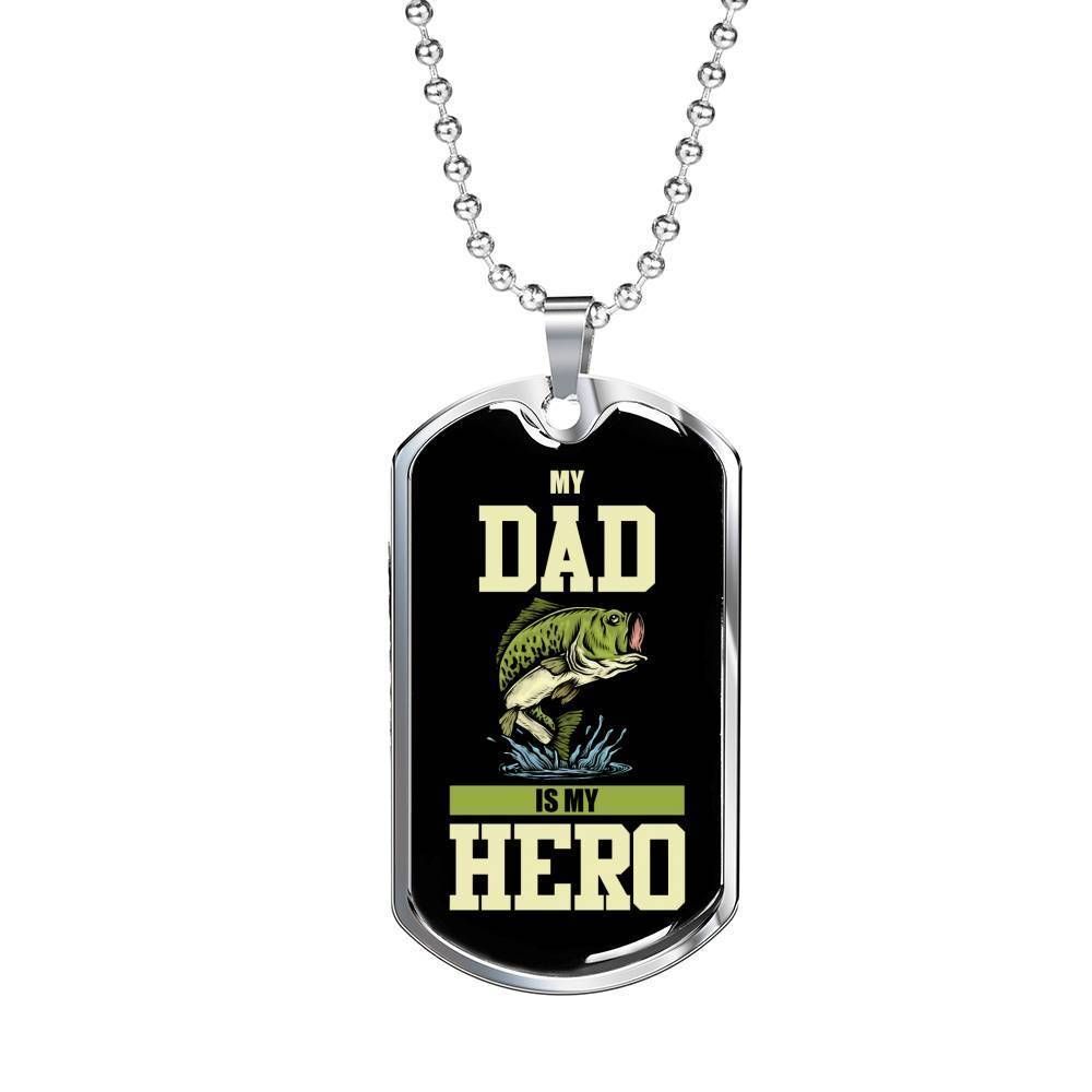 Dad Dog Tag Father’S Day Gift, My Dad Is My Hero Dog Tag Military Chain Necklace Present For Men Father's Day Rakva