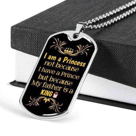 Dad Dog Tag Father’S Day Gift, My Father Is A King Dog Tag Military Chain Necklace For Dad Father's Day Rakva