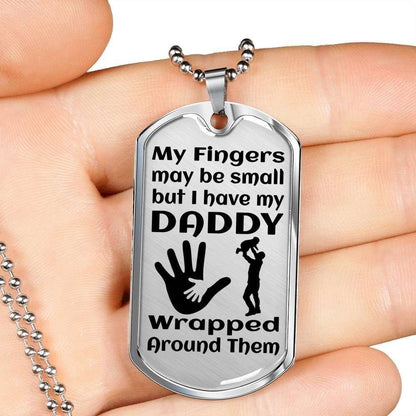Dad Dog Tag Father’S Day Gift, My Fingers May Be Small Dog Tag Military Chain Necklace Gift For Dad Dog Tag Father's Day Rakva
