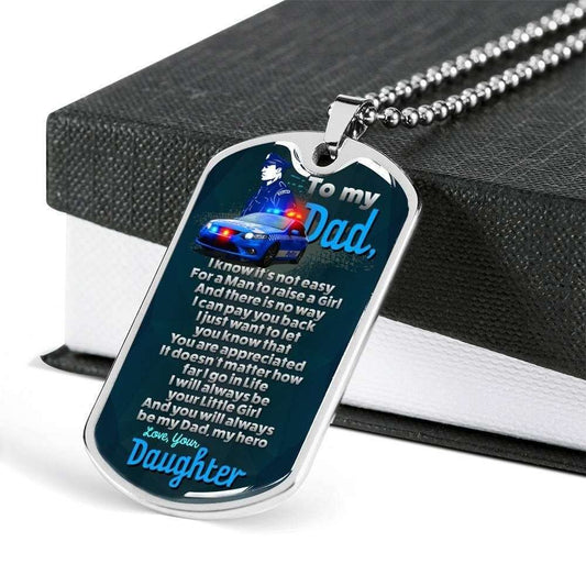 Dad Dog Tag Father’S Day Gift, My Hero Dog Tag Military Chain Necklace Gift For Police Daddy Father's Day Rakva