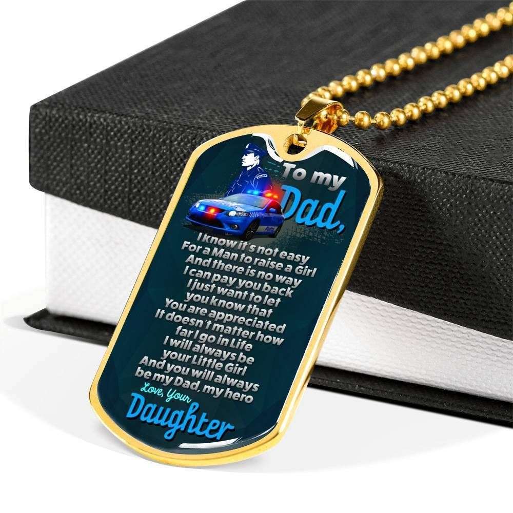 Dad Dog Tag Father’S Day Gift, My Hero Dog Tag Military Chain Necklace Gift For Police Daddy Father's Day Rakva