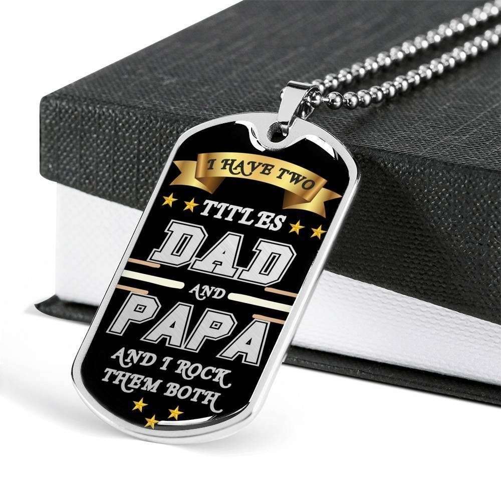 Dad Dog Tag Father’S Day Gift, My Real Hero Dad And Papa Dog Tag Military Chain Necklace For Dad Father's Day Rakva