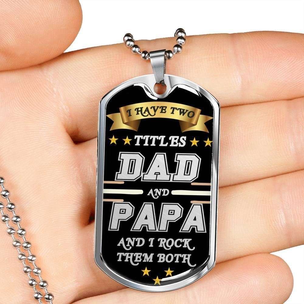 Dad Dog Tag Father’S Day Gift, My Real Hero Dad And Papa Dog Tag Military Chain Necklace For Dad Father's Day Rakva