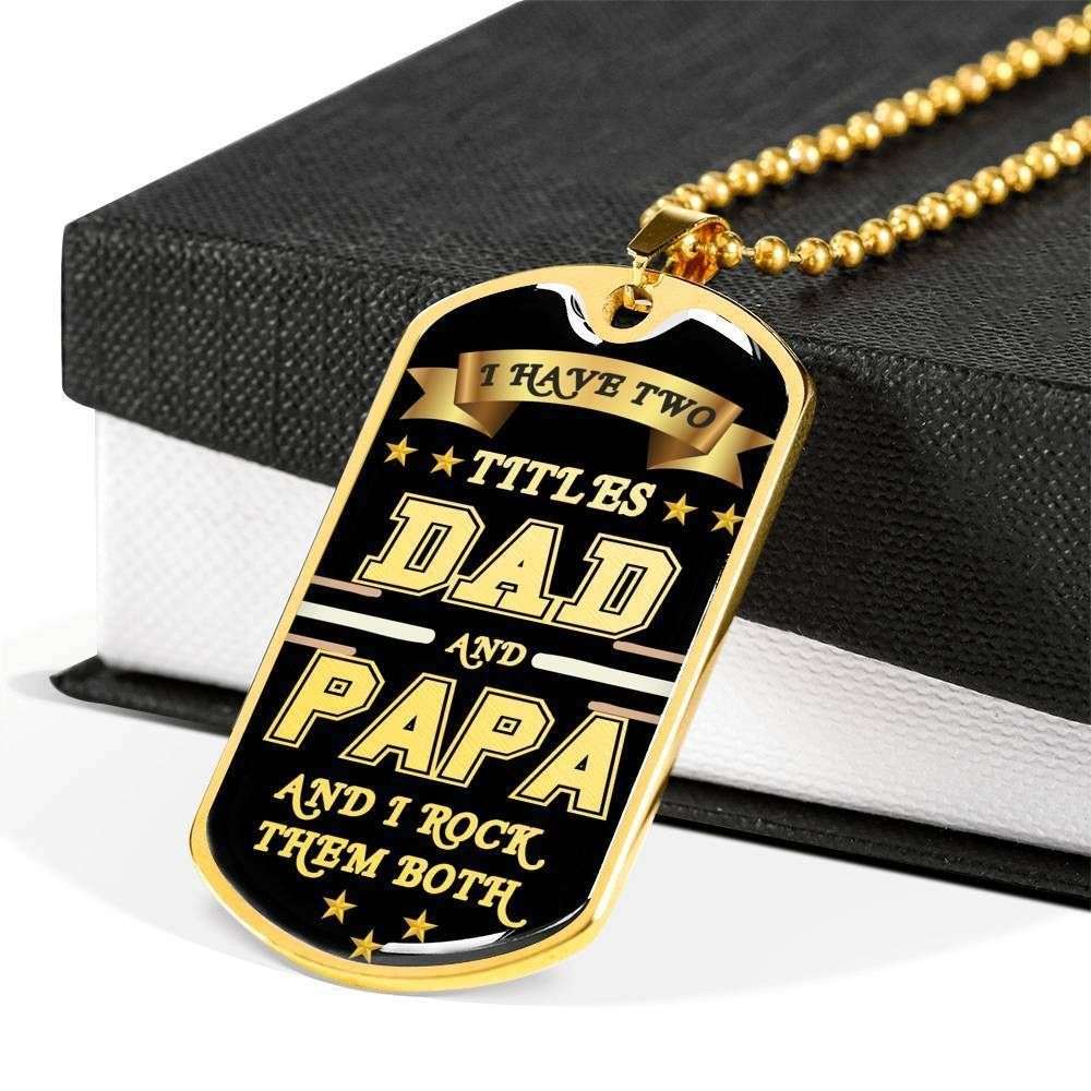 Dad Dog Tag Father’S Day Gift, My Real Hero Dad And Papa Dog Tag Military Chain Necklace For Dad Father's Day Rakva