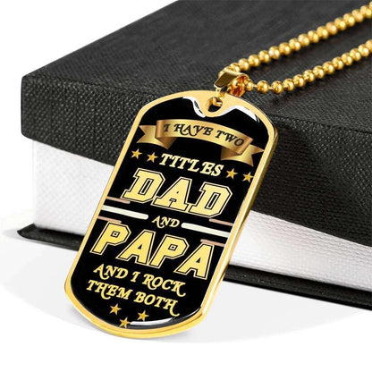 Dad Dog Tag Father’S Day Gift, My Real Hero Dad And Papa Dog Tag Military Chain Necklace For Dad Father's Day Rakva